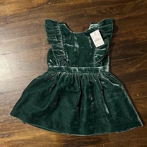 NWT Crewcuts Green Velvet Ruffle Dress